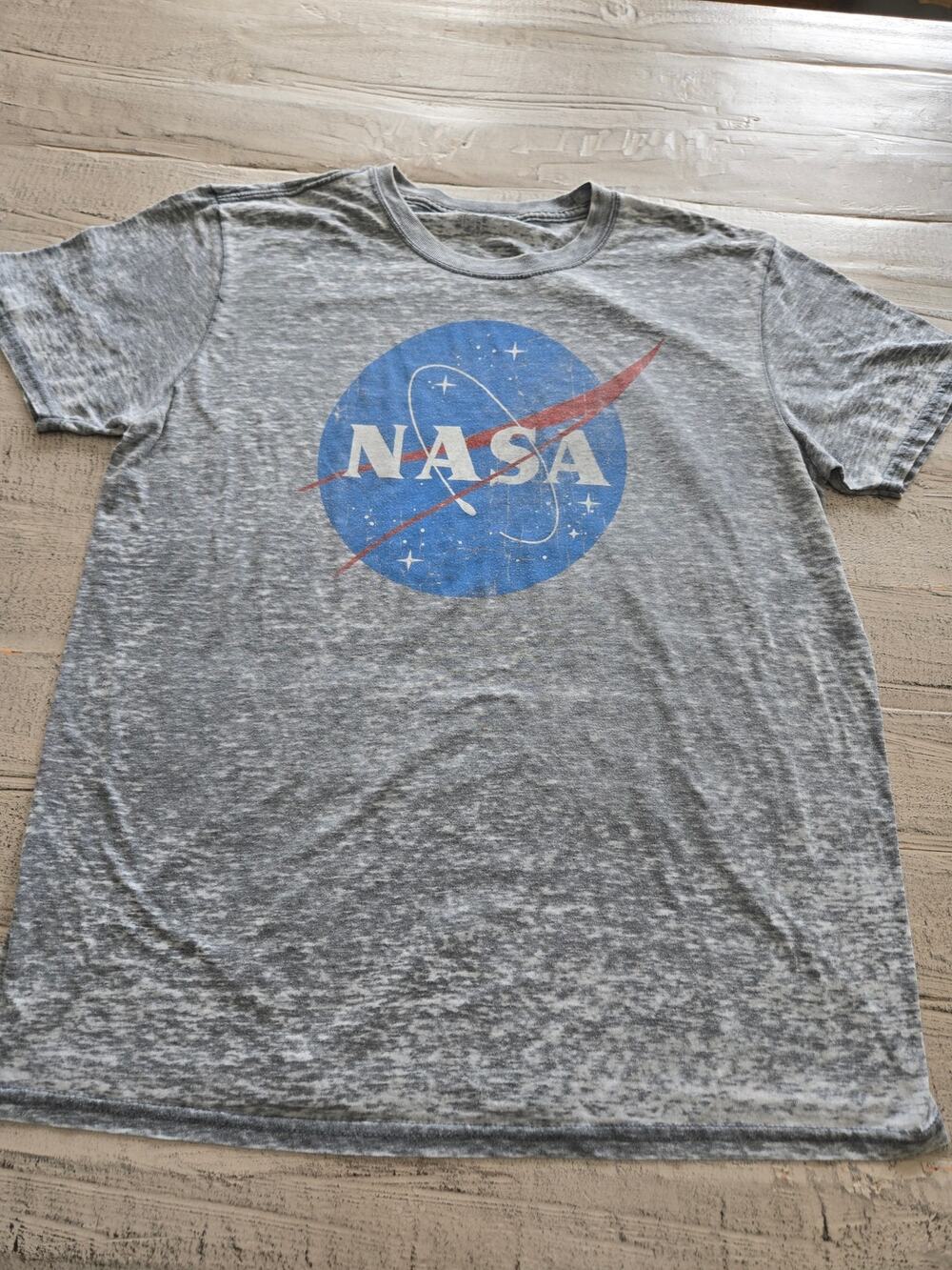 Fifth Sun NASA T-Shirt Mens Large Gray Distressed Meatball Logo Graphic Tee